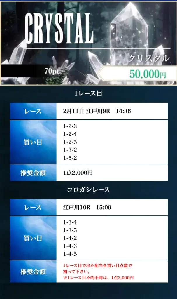 ボートファンタジーのお試しプラン「クリスタル」2026年2月11日